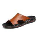 Men Casual Beach Shoes Slippers Microfiber Wear Sandals, Size:37(Brown)