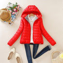 Warm Winter Parka Jacket Ladies Women Slim Short Coat, Size:M(Red)