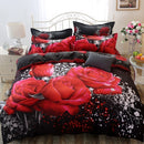 3D Jacquard Weave Bedding Cover + Bed Sheet + Pillow Case, Size:CN Queen Size(Big Red Rose)