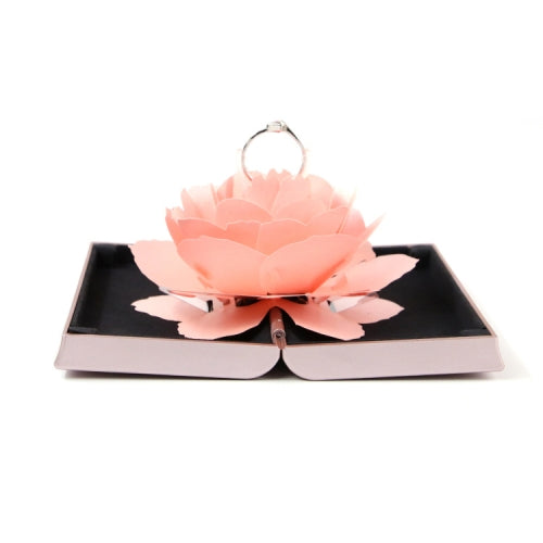 Creative Rose Rotating Ring Box Marriage Wedding Ring Box(Pink)