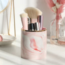 2PCS Ethereal Marble Pattern Makeup Brush Ceramic Storage Bucket Eyebrow Pencil Canister Jewelry Storage Box(Elegant Powder)