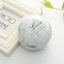 Romantic Valentine Day Candy Box Flat Round Candy Box Jewelry Gift Bird Box Tote Home Garden Festive Party Supplies, Color:White(marble)