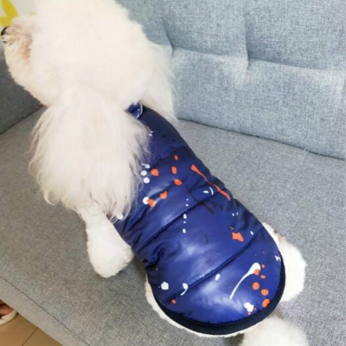 Pet Warm Clothes Dog Splash Ink Printed Cotton Coat, Size: S(Blue)