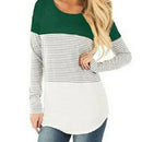 Autumn Women Maternity Tops Long Sleeve Striped Nursing Tops T-shirt, Size:XL (Green)