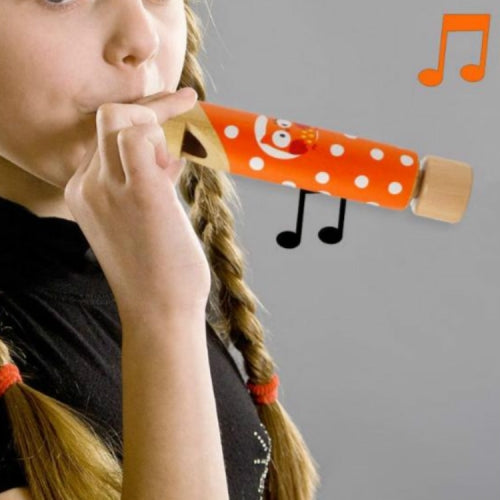 Wooden Children Pull Whistling Solid Wood Flute Children Music Toys, Random Color Delivery