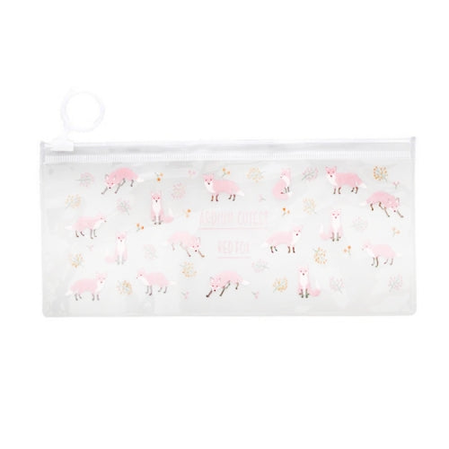 3 PCS Cartoon Floral Pen Bag Student Cute Transparent Pull Bag Creative Stationery(Fox)