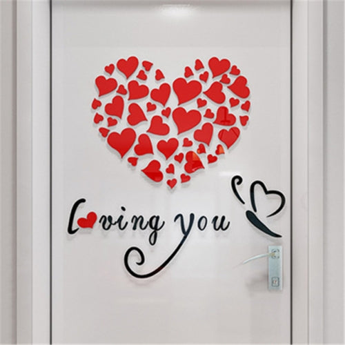 Love Heart DIY Removable Wall Stickers Room Decor 3d Wall Stickers, Size: 40cm x 40cm(Red)