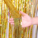 2 PCS Backdrop Curtains Glitter Gold Tinsel Fringe Foil Curtain Birthday Wedding Decoration Adult Anniversary Decor, Size:1*1m(Gold)