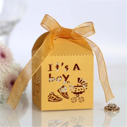 100 PCS Baby Shower Party Candy Box Wedding Gift Box, Size: 5 x 5 x 8cm(Golden)