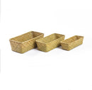 3 PCS Crafts Summer Pastoral Style Bulrush Vine Weaving Box Basket, Size:S 24x10x6cm(Yellow)