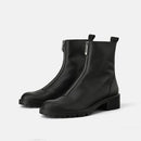 Round Head Thick-soled Martin Square Boots, Siz:37(Black)