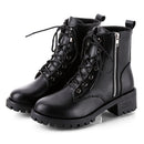 Round Head Low-profile Women Ankle Boots, Shoes Size:36(Black)