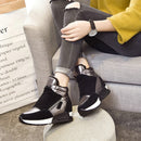 Women High Top Casual Sneakers Warm Thick Soles, Size:36(Black)