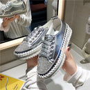 Rhinestone Sponge Cake Platform Shoes, Shoe Size:37(Silver)