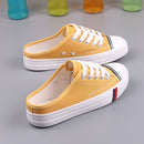 Wild Flat Casual Shoes Half Slippers Canvas Shoes, Size:36(Yellow)