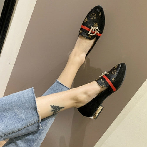 Fashion Crystal Pointed Toe Non-slip Casual Flat Shoes, Size:39(Black)