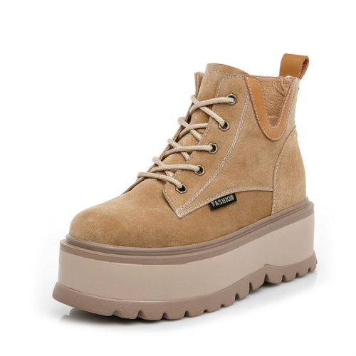 Thick Bottom Increased Warm Martin Boots, Size:34(Ginger Yellow)