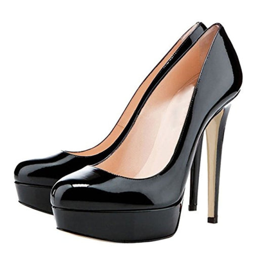 Women Sexy Stiletto Shoes High Heel, Shoes size:34(Black Patent Leather 12cm)