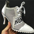 Fine Pointed Toe Personality Canvas High Heels, Shoes Size:37(Gray)