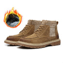 Vintage Martin Boots Men High Top Leather Boots, Size:39(Brown Plus Velvet)