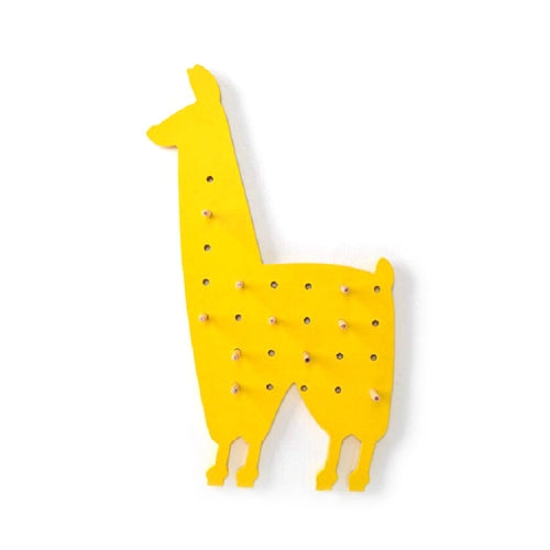 Wooden Storage Shelf Hole Plate Storage Wall Shelf, Style:Alpaca(Yellow)
