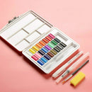 Macaron Watercolor Paint Solid Set Boxed Portable Art Supplies(Pink)