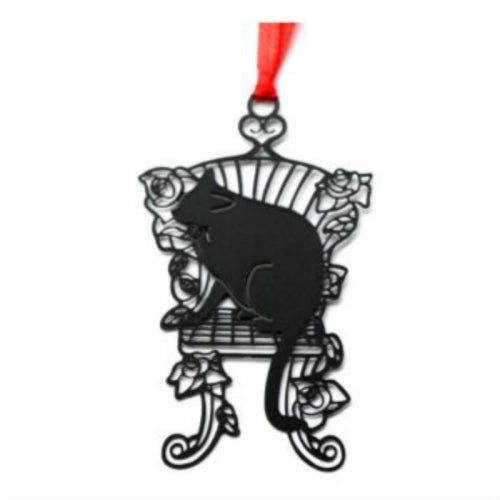 2 PCS Cartoon Envelope Sealing Sign Black Cat Metal Series Hollow Mini Bookmark(Casual Cat)