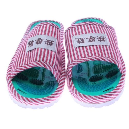 Massage Slippers Striped Massage Shoes Couple Models, Size:One Size(Red and White Stripes)