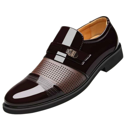 Men Summer Hole Shoe Slip-on Dress Business Shoes, Size:44(Brown Sandals)