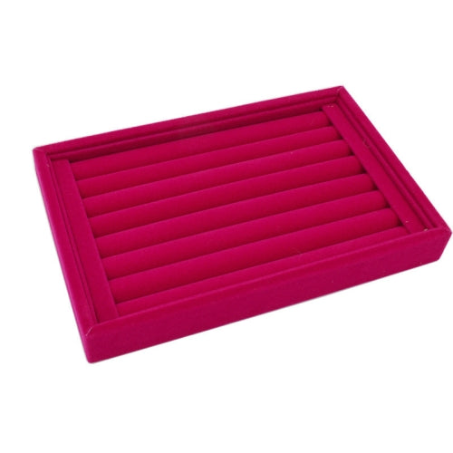 Velvet Case Jewelry Display Holder Organizer Rings Earrings Storage Tray(Magenta)