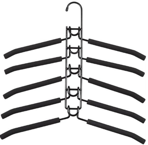 Nine Hole 5-layers Hanger Bedroom Storage Shelf Balcony Towel Rack, Color:Adult Bold Black