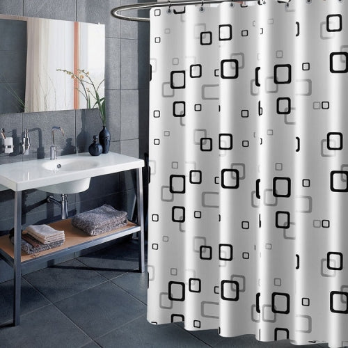 Bathroom Thick Waterproof Shower Curtain, Size:240X180cm, Style:with Copper Buckle