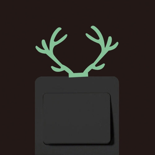 Bedroom Self-adhesive Switch Sticker Green Luminous Stickers Cartoon Wall Stickers Creative Socket Button Switch Stickers(Buckhorn)