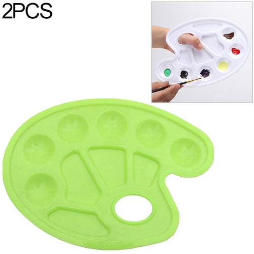 2 PCS Children DIY Paint Plastic Palette Graffiti Art Supplies TSP-64(Green)