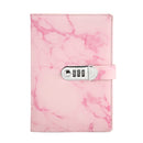 A5 Marble Texture Retro Password Lock Notebook Multifunctional Student Handbook Notepad(Pink)