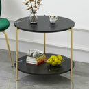 Simple Multifunctional Marble Coffee Table Bedroom Double Bedside Table(Round Black)
