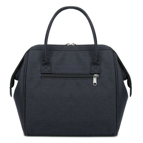 Modern Minimalist Insulation Zipper Oxford Cloth Large Capacity Lunch Bag(Black)