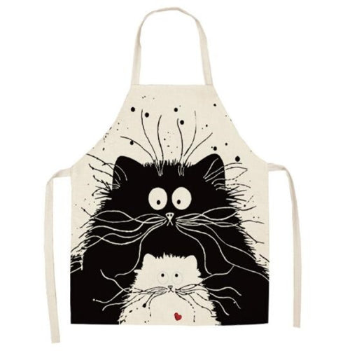 Cartoon Cute Cat Apron Cotton Linen Creative Home Daily Necessities, Size:Small, 38x47cm(WQ0029-1)