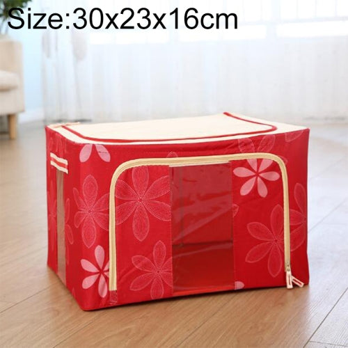 Folding Storage Box Non Woven Fabric With Zipper Moisture-proof Clothes Storage Box, Size:11L 30x23x16cm(Red Sun Flower)