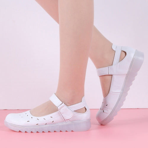 Air Cushion Nurse Shoes Non-slip Soft Bottom Breathable Flat Women Shoes Work Shoes, SIZE:39(White PVC)