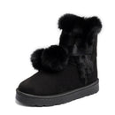 Plus Velvet Short Tube Snow Boots Cute Hair Ball Casual Cotton Shoes, Size:38(Black)