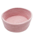 Round Hand-woven Basket Bedside Tabletop Snacks Debris Basket Storage Basket, Size:Large(Pink)
