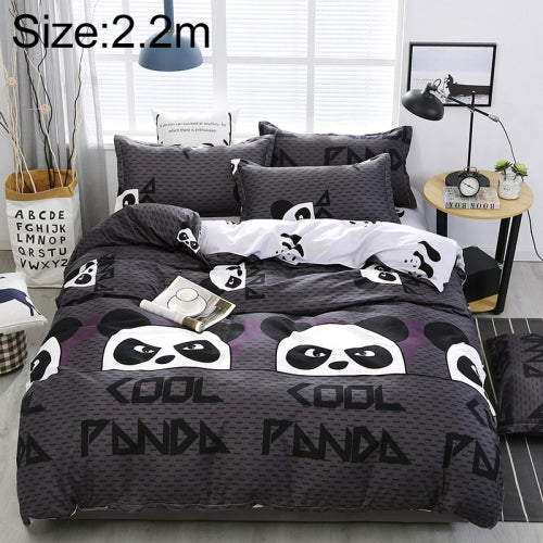 4 PCS/Set Bedding Set Happy Family Pattern Duvet Cover Flat Sheet Pillowcase Set, Size:2.2M(Panda Babe)