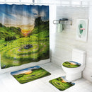 4 PCS/ Set Bathroom Accessories Set Chinese Style Shower Curtains Bath Mat Toilet Rug Cover(YL71+SY215)