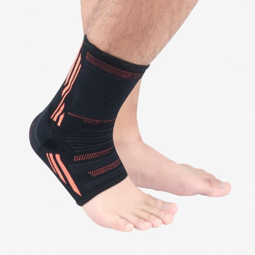 2 PCS Anti-Sprain Silicone Ankle Support Basketball Football Hiking Fitness Sports Protective Gear, Size: XL (Black Orange)