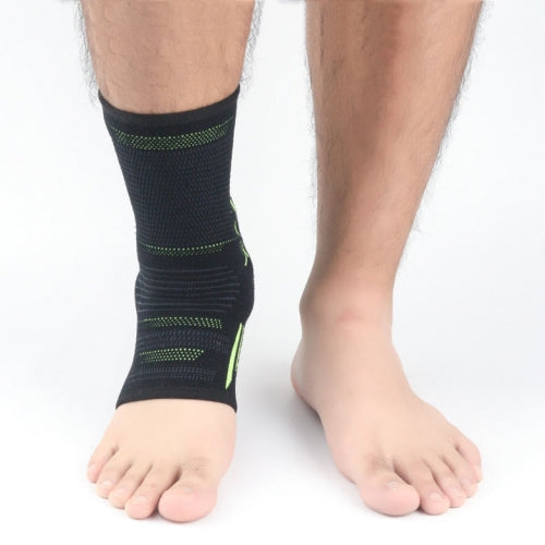 2 PCS Anti-Sprain Silicone Ankle Support Basketball Football Hiking Fitness Sports Protective Gear, Size: L (Black Green)