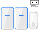 CACAZI A68-2 One to Two Wireless Remote Control Electronic Doorbell Home Smart Digital Wireless Doorbell, Style:EU Plug(White)
