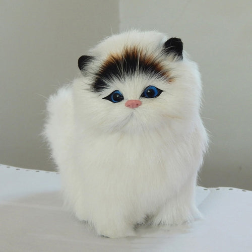 Simulation Animal Model Simulation Plush Cat Toy Will Be Called Cat(Black Ear)