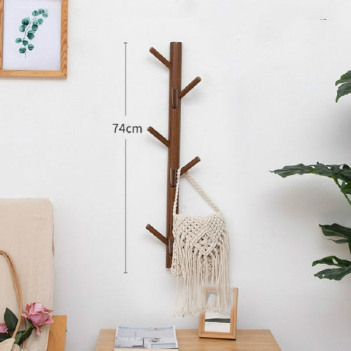 Bamboo Wood Wall Hanger Hook Coat Stand Clothes Hanger Stand Wall Hanging Bracket, Style:8 Hooks(Retro Rolor)