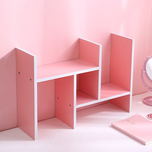 Simple Dormitory Desk Shelf Home Simple Student Rack Office Storage Bookcase(Pink)
